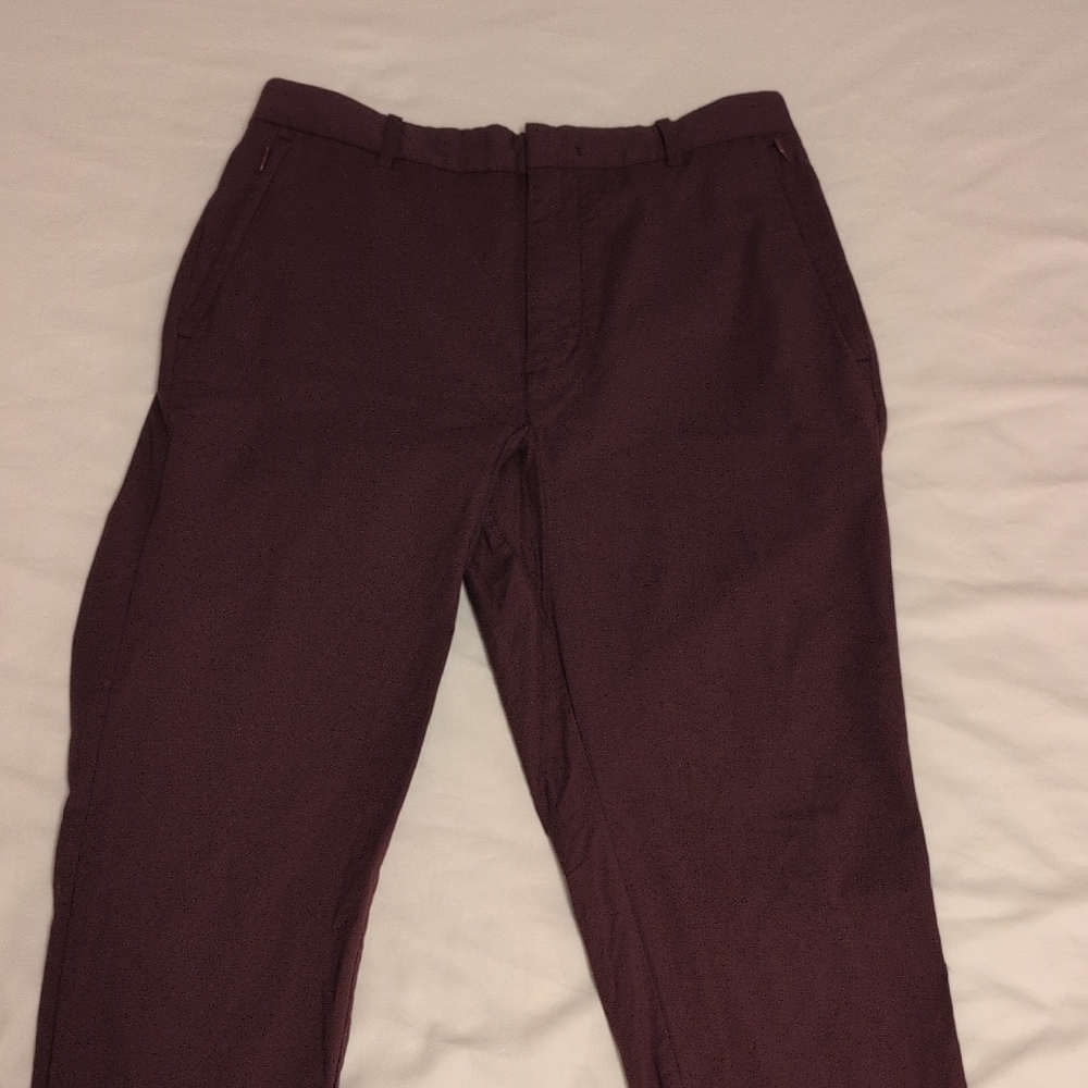 Tommy John The Go Anywhere Collection Men's Burgundy Jogger Tech Pants 32W 33L
